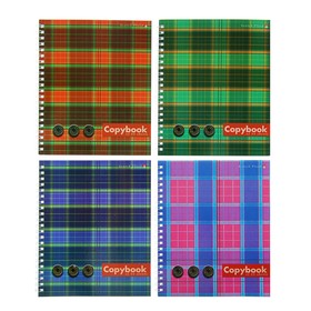 Тетрадь А5+, 80 листов в клетку на гребне "Шотландка", обложка мелованный картон, глянцевая ламинация, МИКС