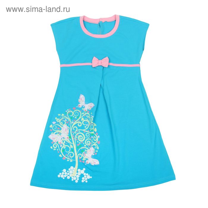 Платье для девочки, рост 110-116 см (60), цвет аквамарин/розовый (арт. Д 0193) - Фото 1