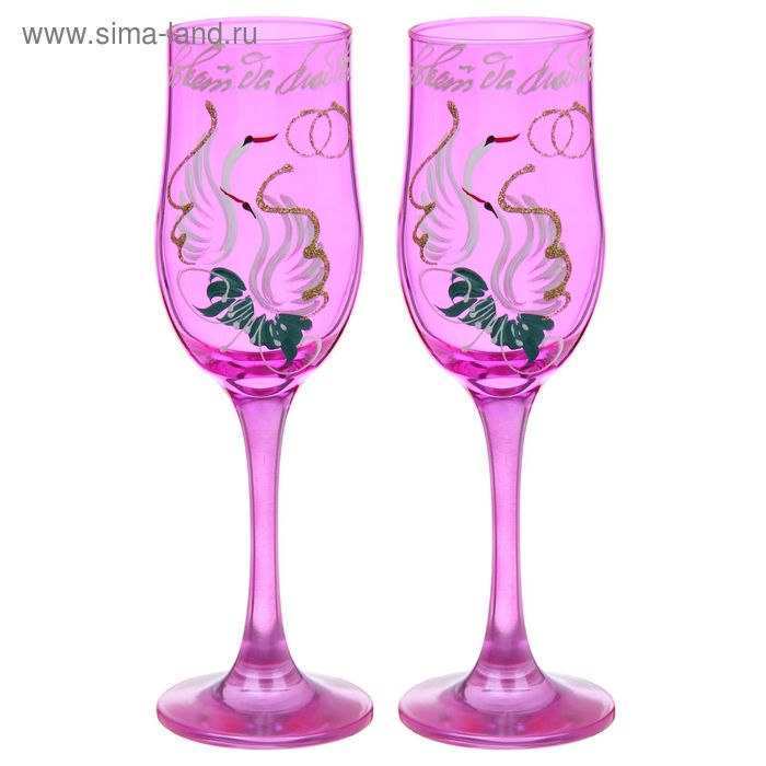 Набор бокалов для шампанского «Совет да любовь», 190 мл, цвет агат, 2 шт - Фото 1