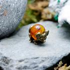 Сувенир кошельковый "Мышка загребушка с янтарным шариком", с натуральным янтарем - фото 320002491