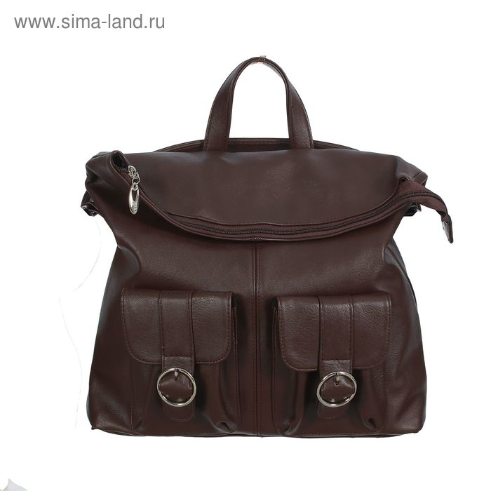 Рюкзак молодёжный на молнии, 1 отдел, 3 наружных кармана, коричневый - Фото 1