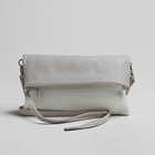 Сумка женская на молнии, 1 отдел, 1 наружный карман, длинный ремень, белая - Фото 2