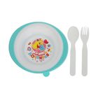 Набор детской посуды «Любимая доченька», 3 предмета: тарелка на присоске 200 мл, ложка, вилка, от 5 мес., цвет бирюзовый - Фото 2