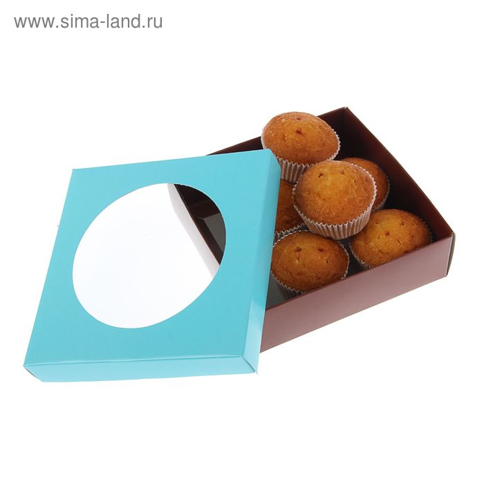 Коробка для сладостей 15 х 15 х 4,5 см, мятный/шоколад - Фото 1