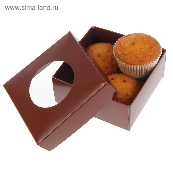 Коробка для сладостей 10 х 10 х 4,5 см, шоколад/шоколад - Фото 1
