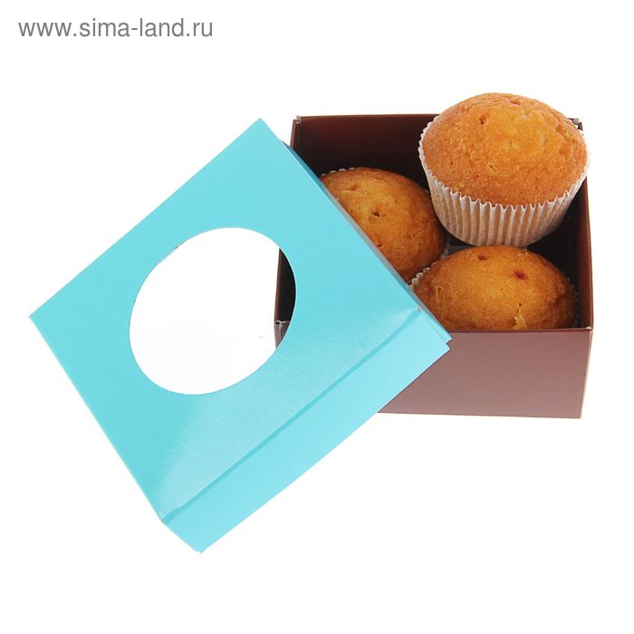 Коробка для сладостей 10 х 10 х 4,5 см, мятный/шоколад - Фото 1