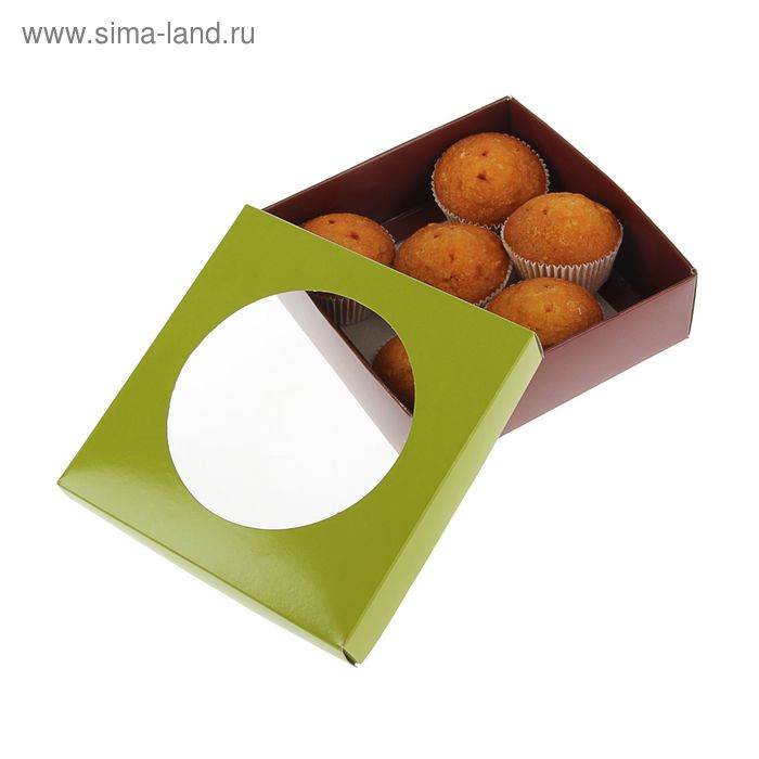 Коробка для сладостей 15 х 15 х 4,5 см, фисташковый/шоколад - Фото 1