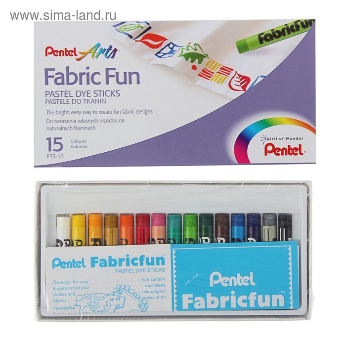 Пастель для ткани Pentel FabricFun Pastels, 15 цветов, 8/60 мм