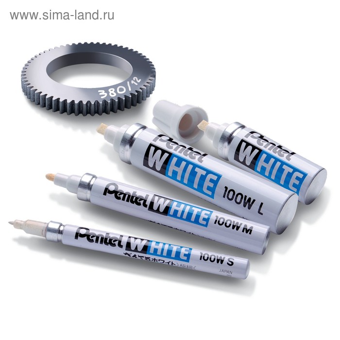 Маркер-краска промышленный Pentel White 100 6.5 (металл, бетон, камень) белый X100W - Фото 1