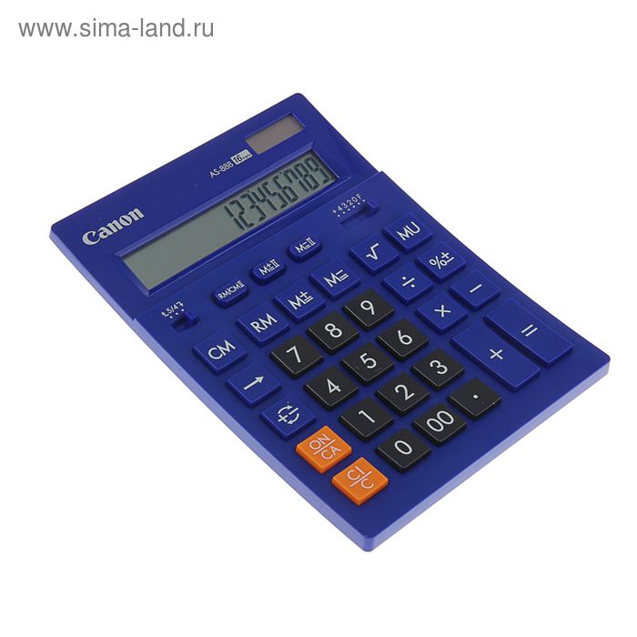 Калькулятор настольный 16-разрядный AS-888-BL, двойное питание, синий - Фото 1