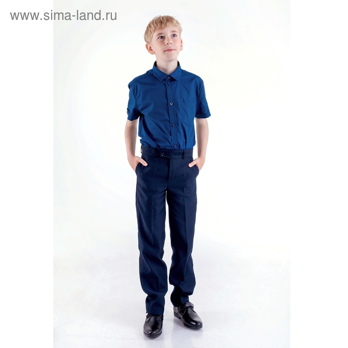 Брюки школьные для мальчика "Лидер", рост 140 см (34), цвет синий - Фото 1