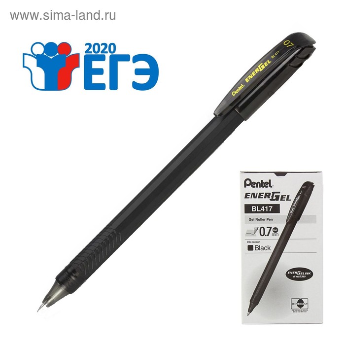 Ручка гелевая Pentel Energel 417, черный корпус, быстросохнущие чернила, 0.7мм, черный (LR7) - Фото 1