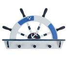 Вешалка настенная «Штурвал», крючки декоративные, 3 крючка на панно, бело-синяя, 45×28×5 см - Фото 6