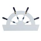 Вешалка настенная «Штурвал», крючки декоративные, 3 крючка на панно, бело-синяя, 45×28×5 см - Фото 8