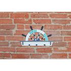 Вешалка настенная «Штурвал», крючки декоративные, 3 крючка на панно, бело-синяя, 45×28×5 см - Фото 9