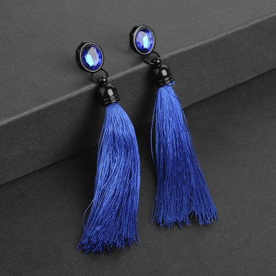 Серьги ассорти «Кисти» овал, цвет синий, L кисти 8.5 см