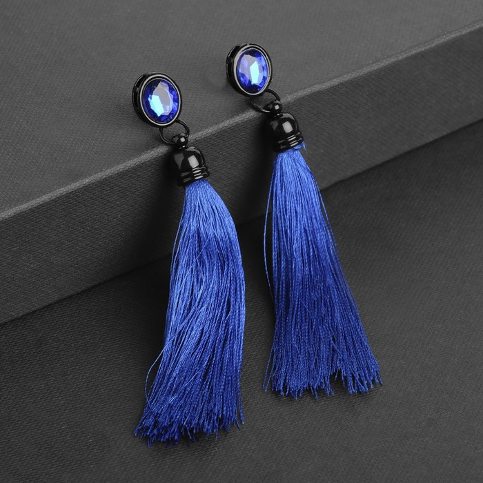 Серьги ассорти «Кисти» овал, цвет синий, L кисти 8.5 см - Фото 1