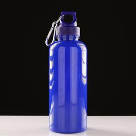 Бутылка для воды 650 мл, с карабином, 7 х 22 см, синяя Ош