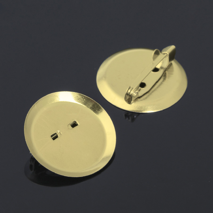 Основа для броши с круглым основанием СМ-367, (набор 5 шт.) 25 мм, цвет золото - Фото 1
