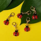 Шарм для браслета на карабине «Божья коровка», красно-чёрный в золоте - Фото 2