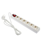 Сетевой фильтр "Гарнизон", 6 розеток, 1.8 м, 10 А, 2200 Вт, белый - Фото 1