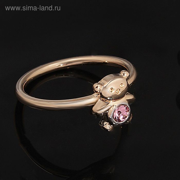 Кольцо "Панда", размер 15, цвет розовый в золоте - Фото 1