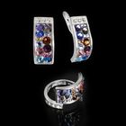 Гарнитур 2 предмета: серьги, кольцо «Кобра стр.» размер 19, цветной в серебре - Фото 1