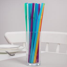 Трубочки одноразовые для коктейля Доляна, 0,8×24 см, 100 шт, с гофрой, цвет микс