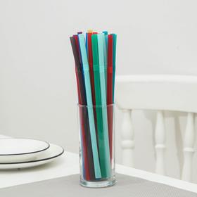 Трубочки одноразовые для коктейля Доляна, 0,8×24 см, 250 шт, с гофрой, цвет микс