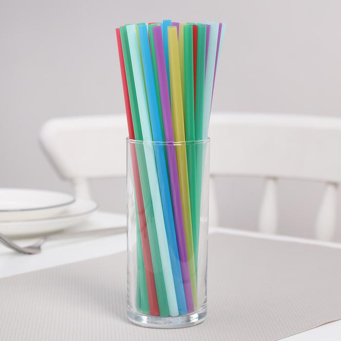 Трубочки одноразовые для напитков Доляна Fresh, 21 см, d=7 мм, 250 шт, цвет микс - Фото 1