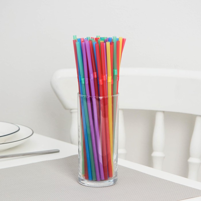 Трубочки одноразовые для коктейля Доляна, 0,5×21 см, 250 шт, цвет микс - фото 3630126