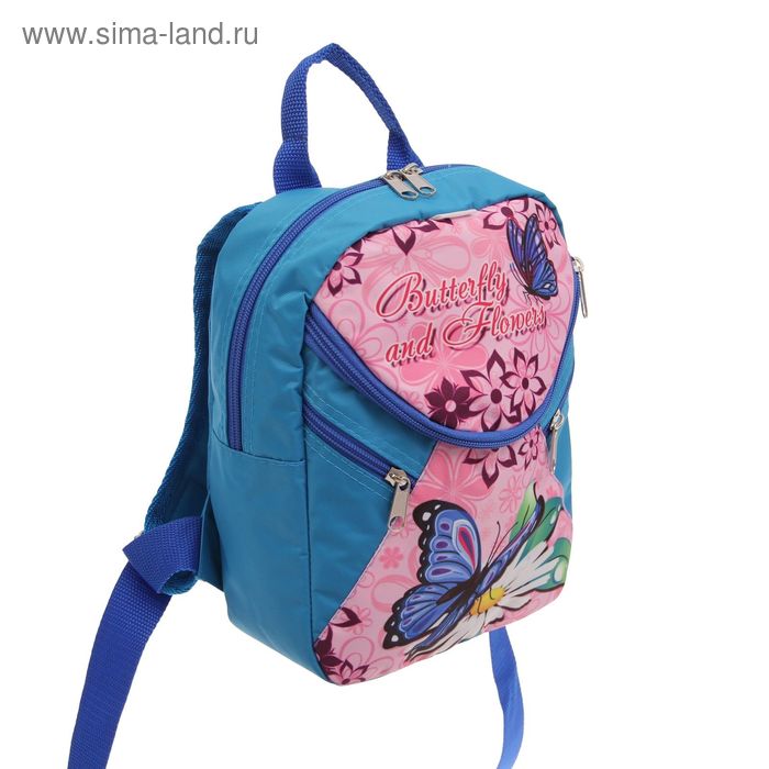 Рюкзак детский на молнии "Бабочка", 1 отдел, розовый/голубой - Фото 1