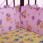 Комплект в кроватку "Мишки с мёдом" (2 предмета), цвет фиолетовый с рюшей (арт. 1552) - Фото 3