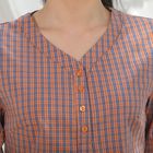 Блуза, размер 44, рост 164 см, цвет оранжевый/синий (арт. 4889) - Фото 3