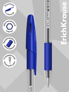 Ручка шариковая ErichKrause. R=301 Classic Stick & Grip, синий стержень, узел 1 мм, синяя, резиновый упор - Фото 4