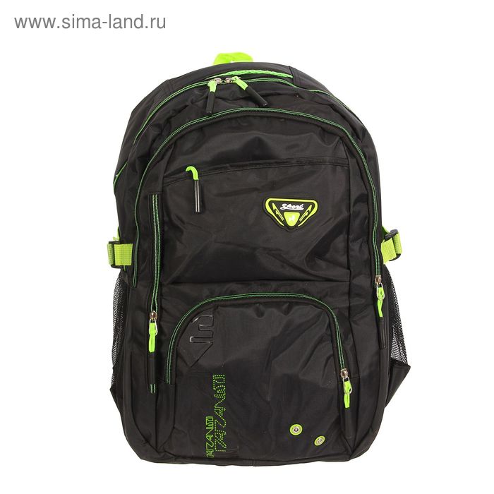 Рюкзак туристический "Тони", 2 отдела, 3 наружных кармана, усиленная спинка, объём - 22л, чёрный/зелёный - Фото 1