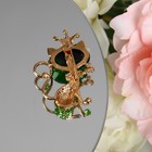 Брошь «Кошечка» в короне, зелёная в золоте - Фото 3