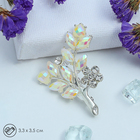 Брошь «Цветочная ветвь» дуэт, цвет радужный в серебре - Фото 1