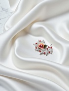 Брошь "Цветы шиповника", цвет красный в серебре - фото 809205850