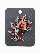 Брошь "Цветы шиповника", цвет красный в серебре - фото 809205851