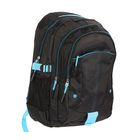 Рюкзак туристический, 3 отдела, 1 наружный и 2 боковых кармана, усиленная спинка, объём - 25л, чёрный/голубой - Фото 2