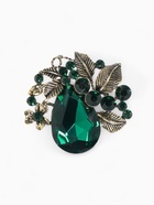 Брошь «Цветок» венок славы, цвет изумрудный в чернёном золоте - Фото 1