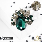 Брошь «Цветок» венок славы, цвет изумрудный в чернёном золоте - Фото 2