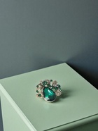 Брошь «Цветок» венок славы, цвет изумрудный в чернёном золоте - Фото 6