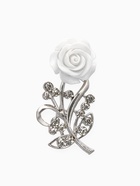 Брошь «Цветок», роза нежная, цвет белый в серебре - Фото 1