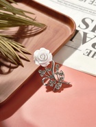 Брошь «Цветок», роза нежная, цвет белый в серебре - Фото 5