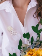 Брошь «Цветок», роза нежная, цвет белый в серебре - Фото 6