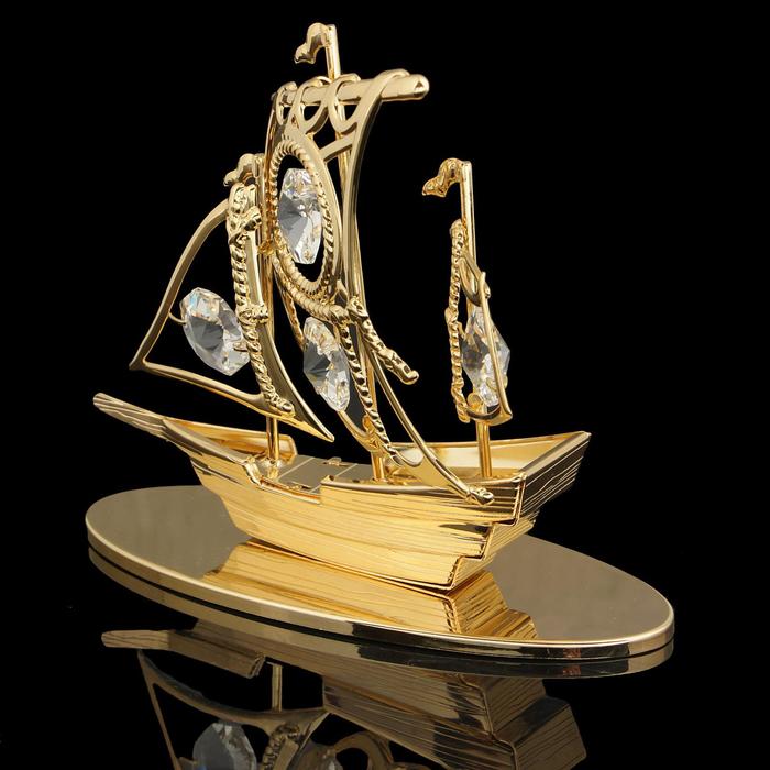 Сувенир «Корабль»,4,5×10×9 см, с кристаллами - фото 1877313419