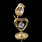 Сувенир «Сердце с цветком», 3х3х8 см, с кристаллами - Фото 1