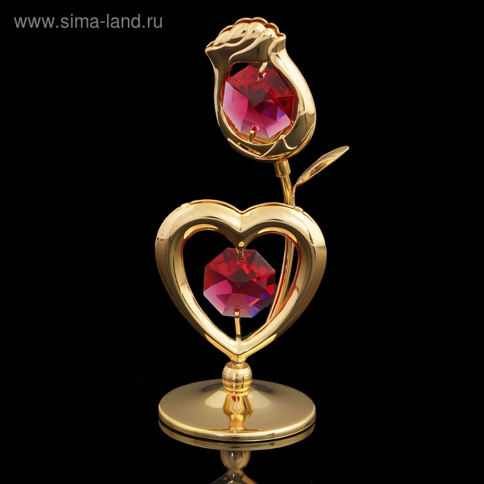 Сувенир «Роза с сердцем», 3×3×8 см, с кристаллами - Фото 1